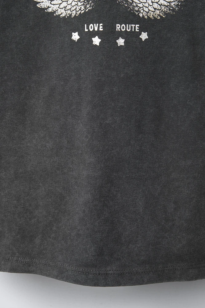 T-SHIRT À EFFET DÉLAVÉ IMPRIMÉ
