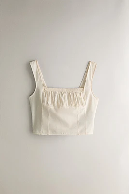 GATHERED LACE COTTON TOP