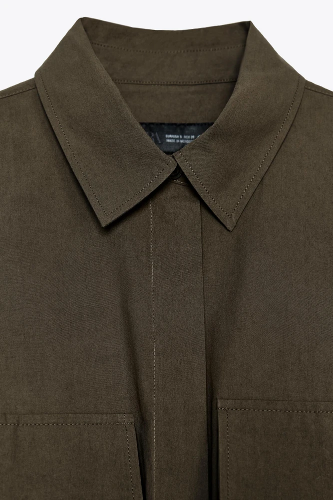 CROPPED SHIRT WITH POCKETS ZW COLLECTION
