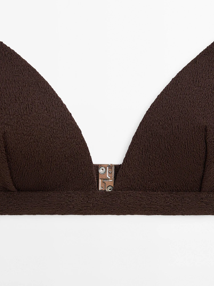 Textured triangle bikini top