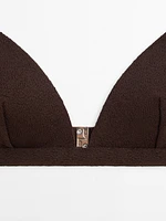 Textured triangle bikini top
