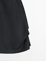 Linen blend halter top with straight neckline