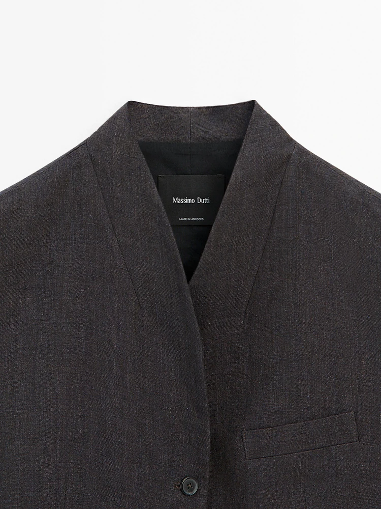 100% linen V-neck waistcoat