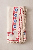 SET OF COTTON AND LINEN NAPKINS WITH CROSS STITCH EMBROIDERY (SET OF 2)