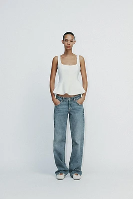 STRETCHY PEPLUM TOP