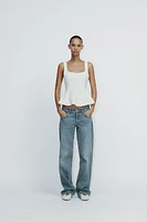 STRETCHY PEPLUM TOP