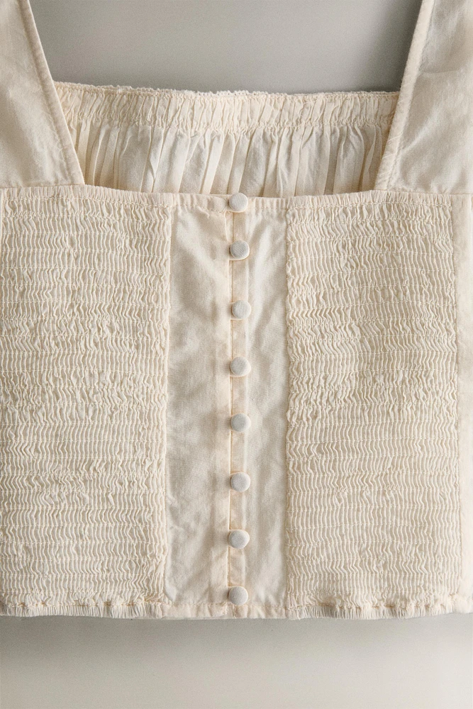 GATHERED LACE COTTON TOP