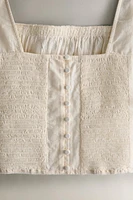 GATHERED LACE COTTON TOP