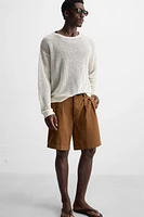 RELAXED FIT PLEATED BERMUDA SHORTS