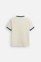 RIB CONTRAST TEXT T-SHIRT