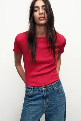 SHORT SLEEVE RIB TOP