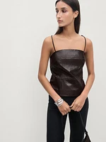 Top à bretelles en cuir verni