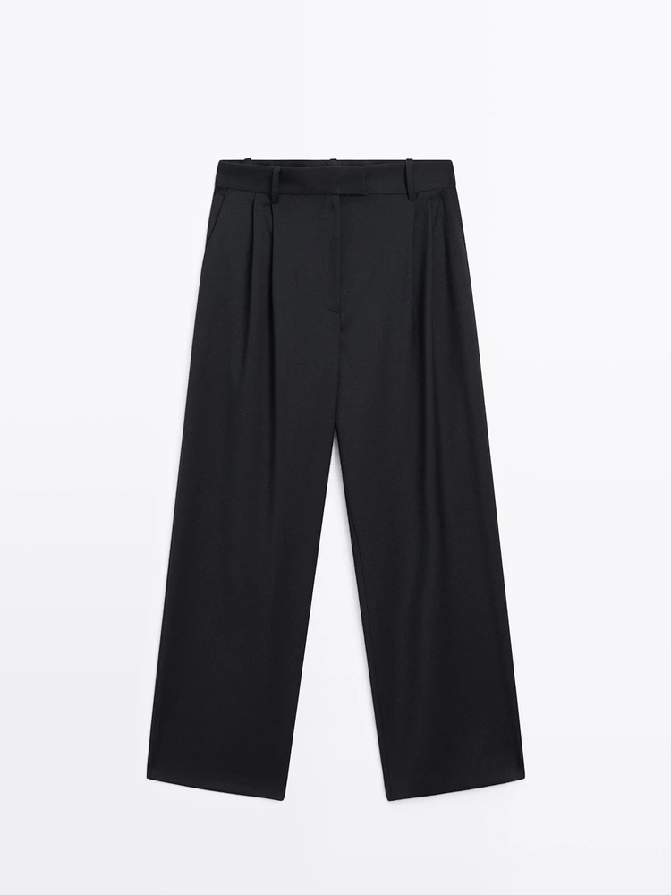 Straight-leg cool wool trousers