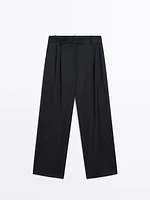Straight-leg cool wool trousers