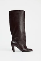 WIDE SHAFT LEATHER BOOTS