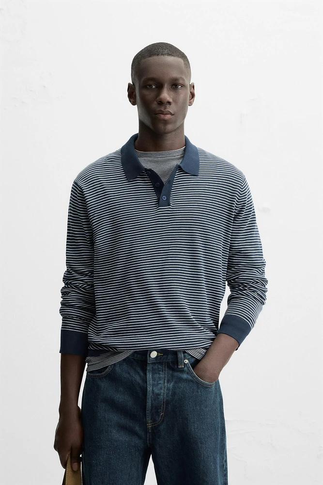 STRIPED KNIT POLO SHIRT