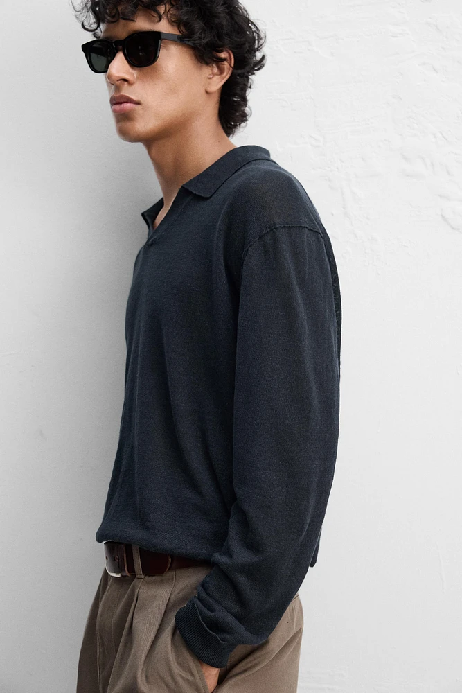 100% LINEN KNIT POLO SHIRT