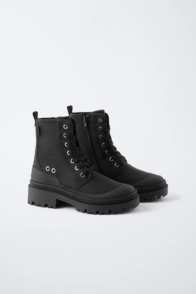 WOVEN LACED ANKLE BOOTS