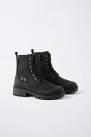 WOVEN LACED ANKLE BOOTS