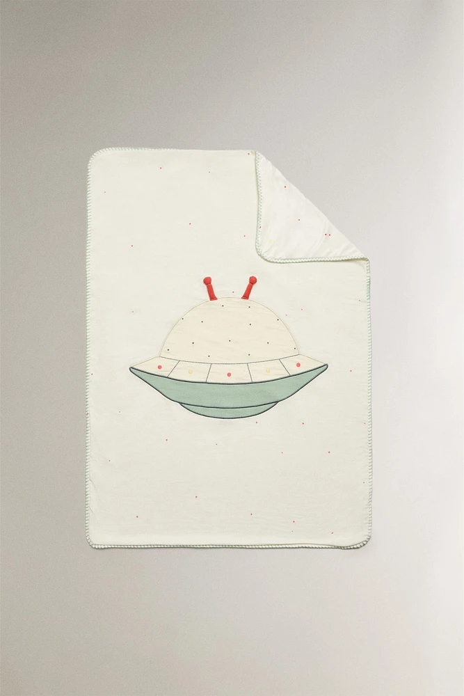 CHILDREN'S COTTON BLANKET WITH SPACE APPLIQUÉ