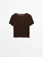 Short sleeve T-shirt with gathered detail