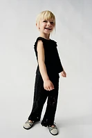 PANTALON EN MAILLE AU CROCHET AVEC DENTELLE