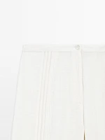 Pantalon avec broderies en coton mélangé