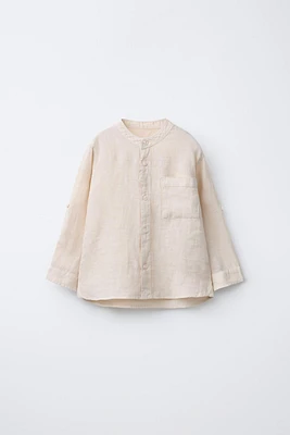 100% LINEN MANDARIN COLLAR SHIRT