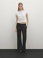 Short sleeve knit alpaca blend sweater