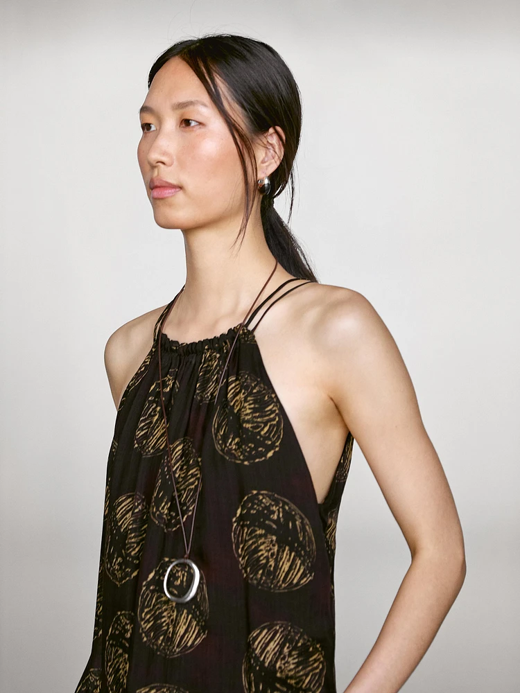 Robe longue imprimée ramie