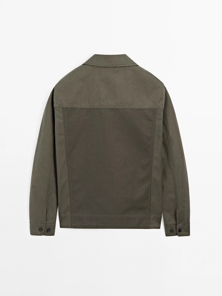 Cotton and linen jacket with pockets
