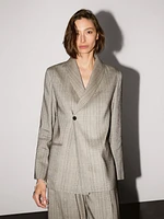 Check print shawl collar blazer