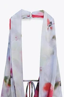 PRINTED MIDI HALTER DRESS