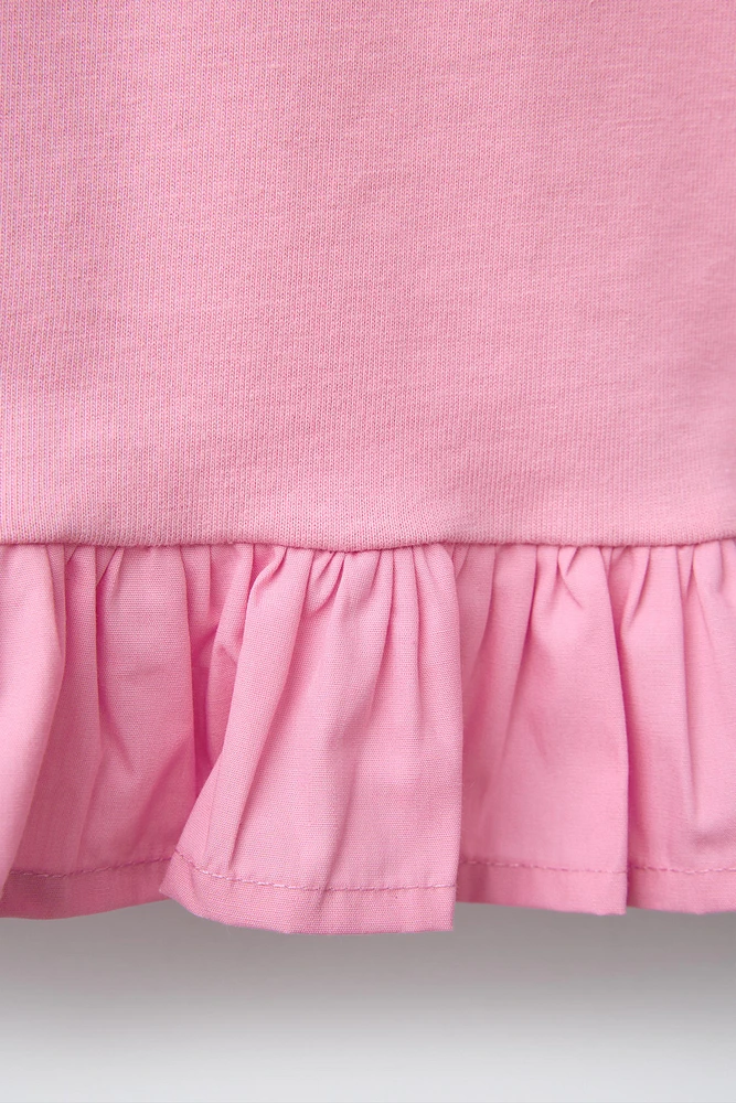 POPLIN RUFFLE MIXED T-SHIRT