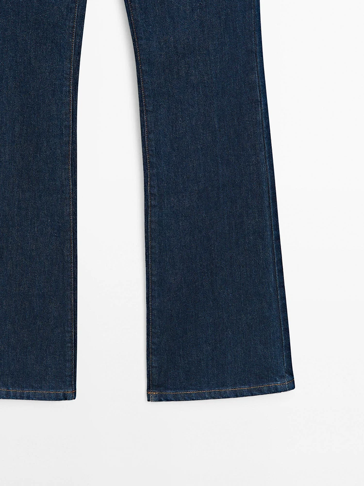 Jean bootcut taille basse en coton mélangé