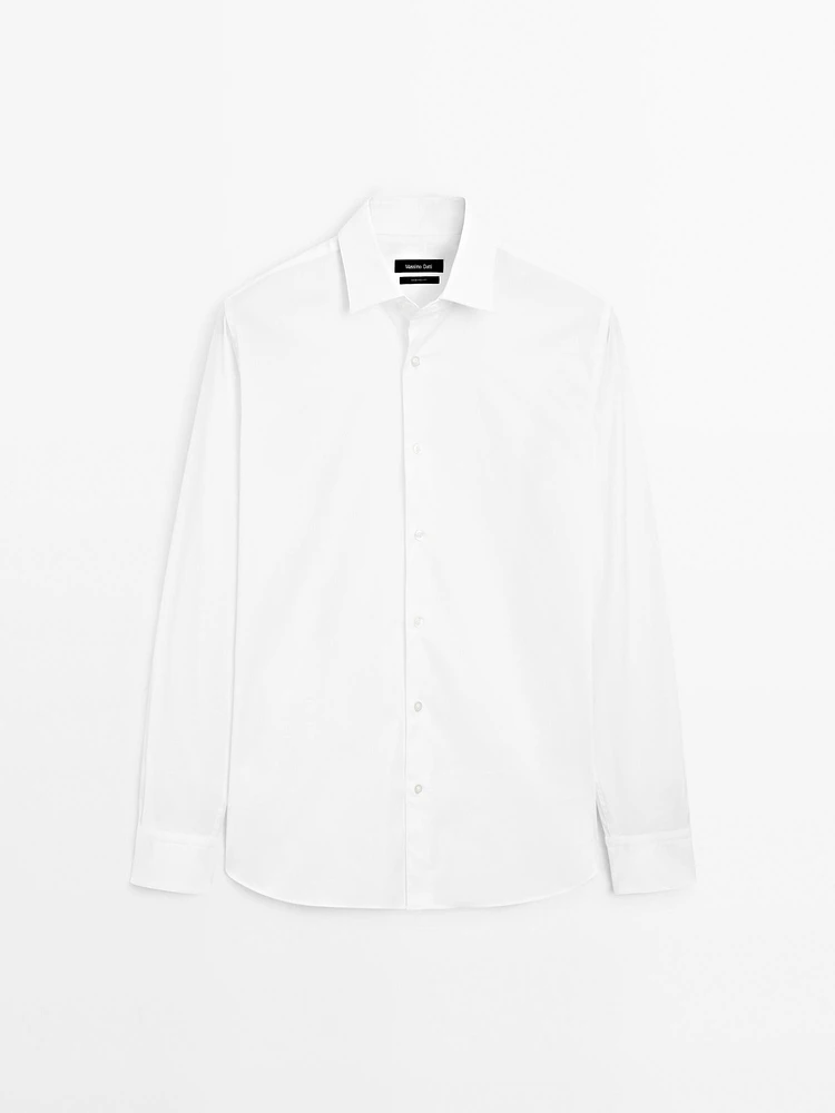 Chemise slim fit élastiquée en coton mélangé