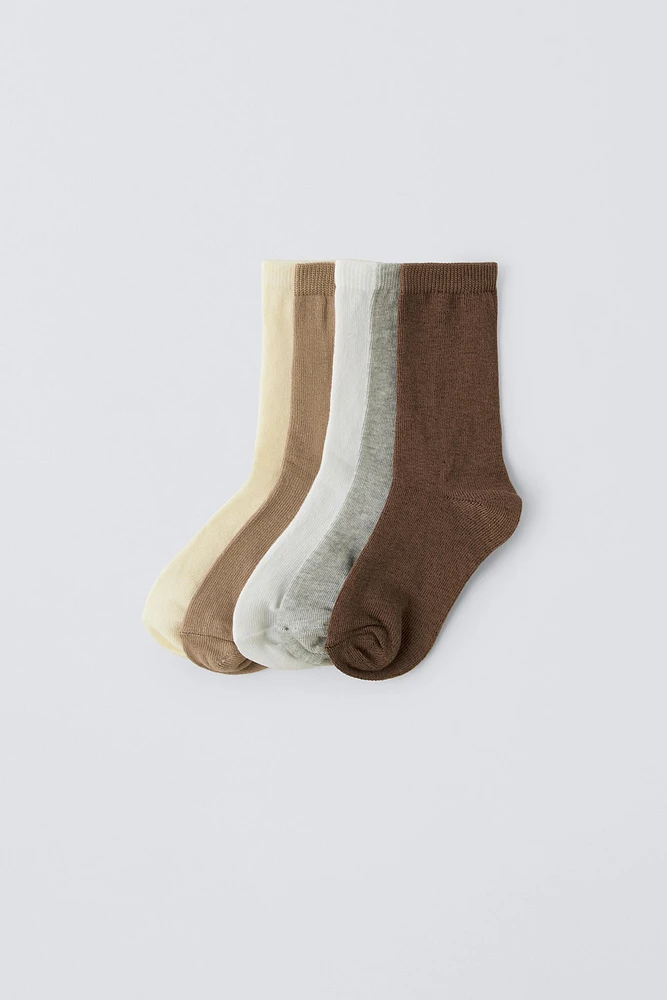 LOT DE CINQ PAIRES CHAUSSETTES UNIES