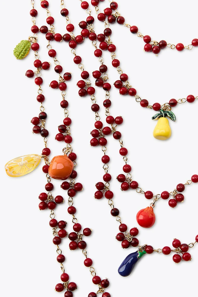 FRUIT BEAD WATERFALL NECKLACE