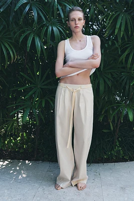 PANTALON À RAYURES EN POPELINE