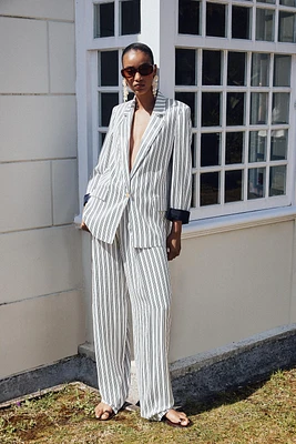 STRIPED BLAZER WITH TURNED-UP CUFFS