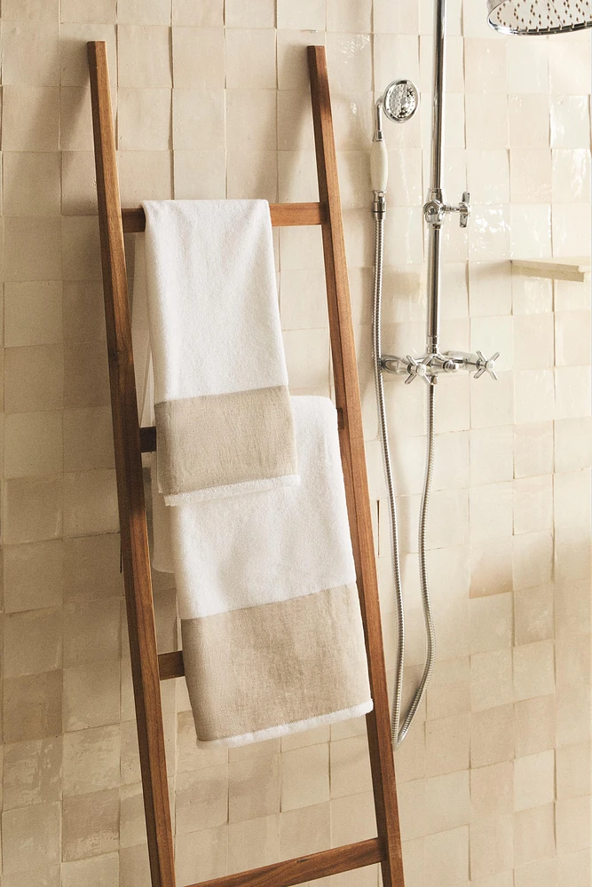 SERVIETTE DE BAIN COTON LIN