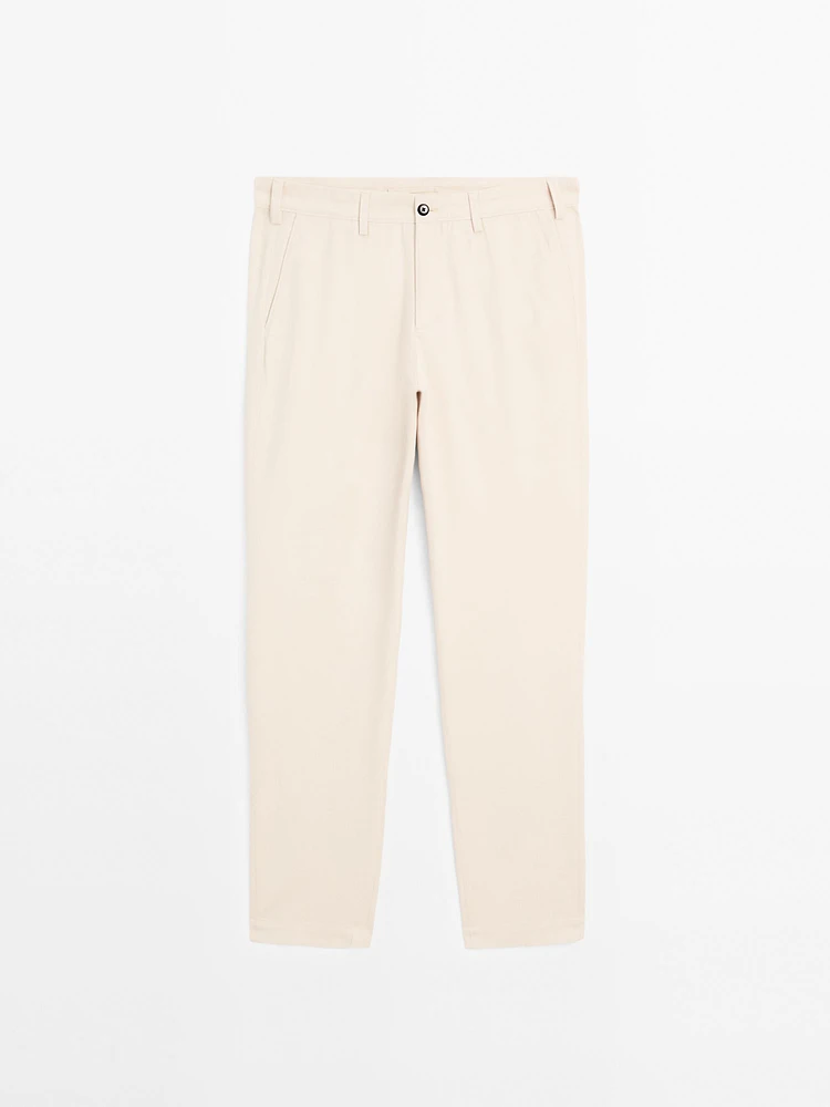 Pantalon slim en toile de coton mélangé