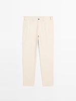 Pantalon slim en toile de coton mélangé