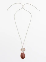 Leather cord necklace with stones