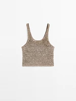 Top tressé en cuir finition daim