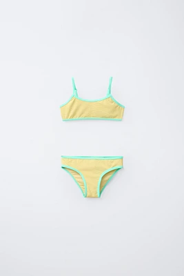 6-14 YEARS/ STRUCTURED CONTRAST PIPING BIKINI
