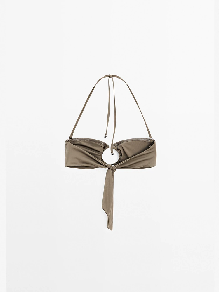 Bandeau bikini top with ring detail