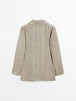 Check print shawl collar blazer