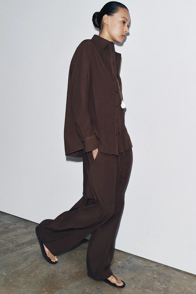 PANTALON WIDE LEG POPELINE ZW COLLECTION