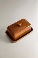 CARAMEL STONEWARE BUTTER DISH